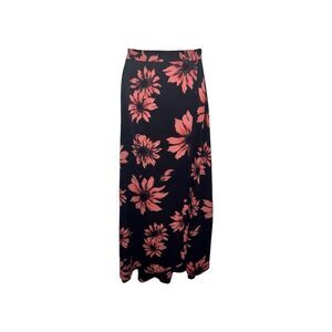 Forever 21 Black Maxi Skirt Orange Sunflower Florals Small